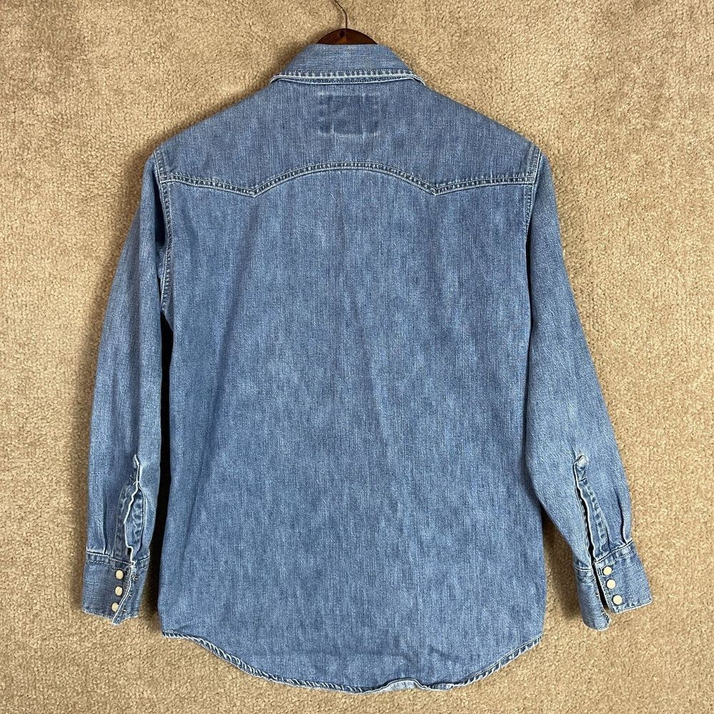 Levi's Western Shirt Shacket Womens Size Small Blue Denim Long Sleeve Pearl Snap - Picture 8 of 9